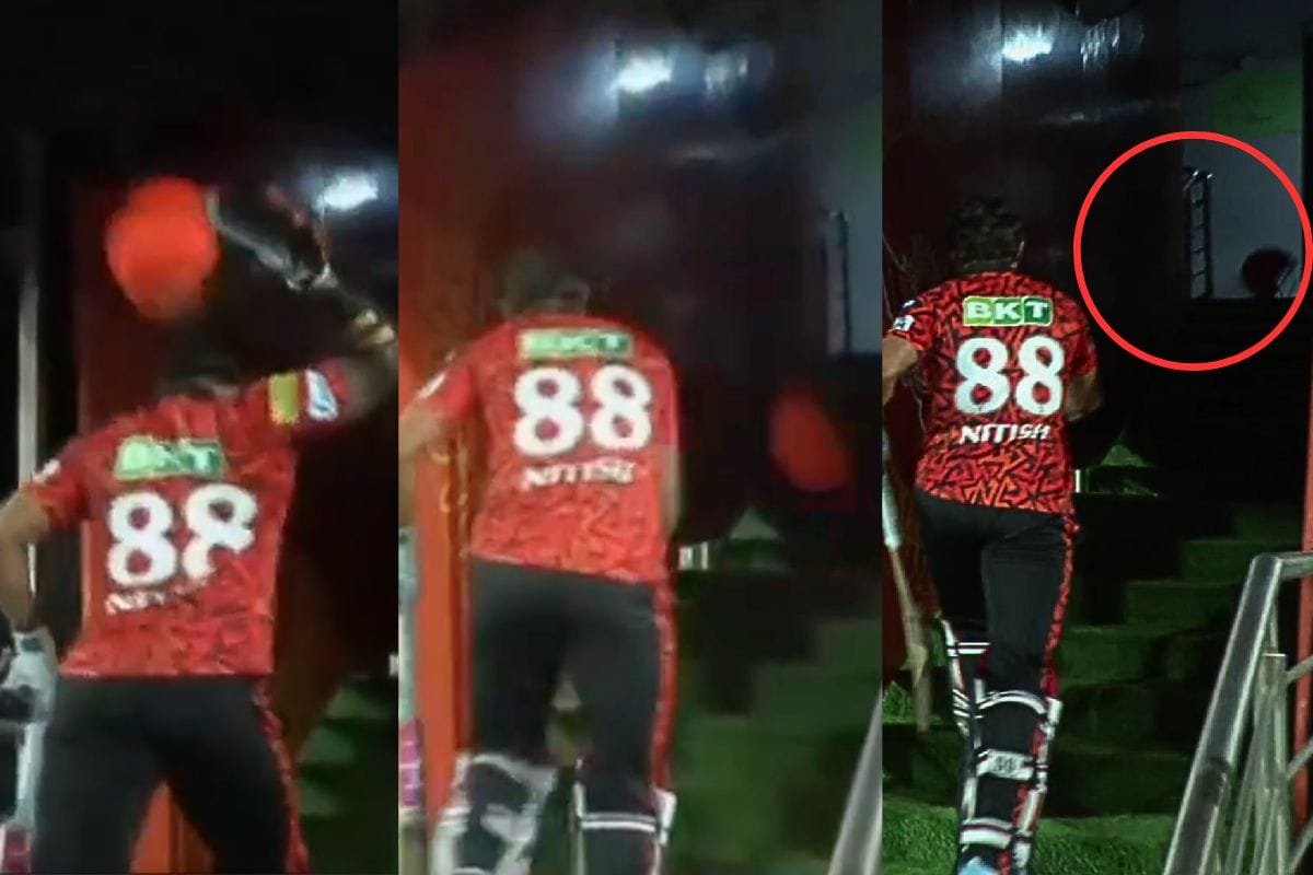 Hyderabad player who threw his helmet at the ball