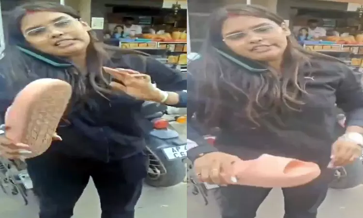 woman hits auto driver with shoe!!