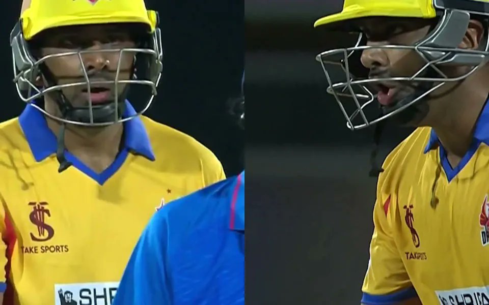 Ashwin shouts at the umpire