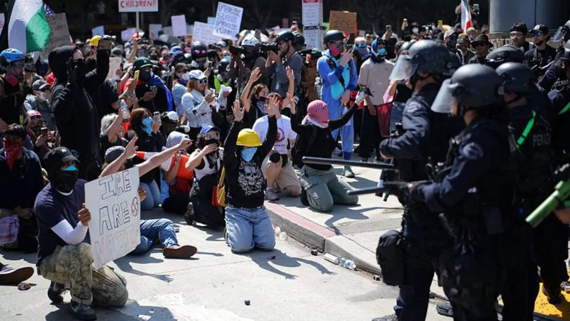 A protest erupted in Los Angeles!!