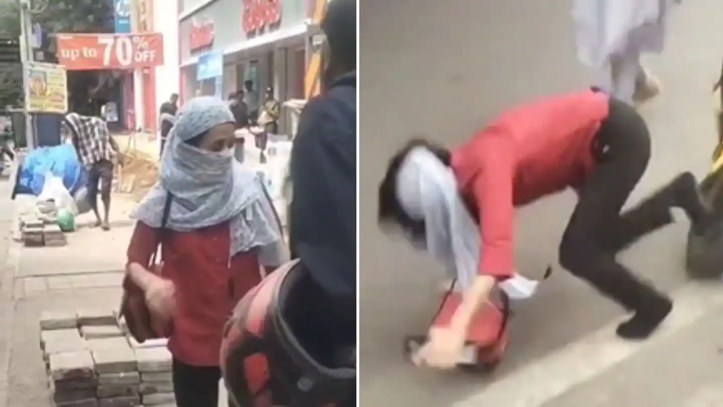 Bike driver slapped on the cheek!!