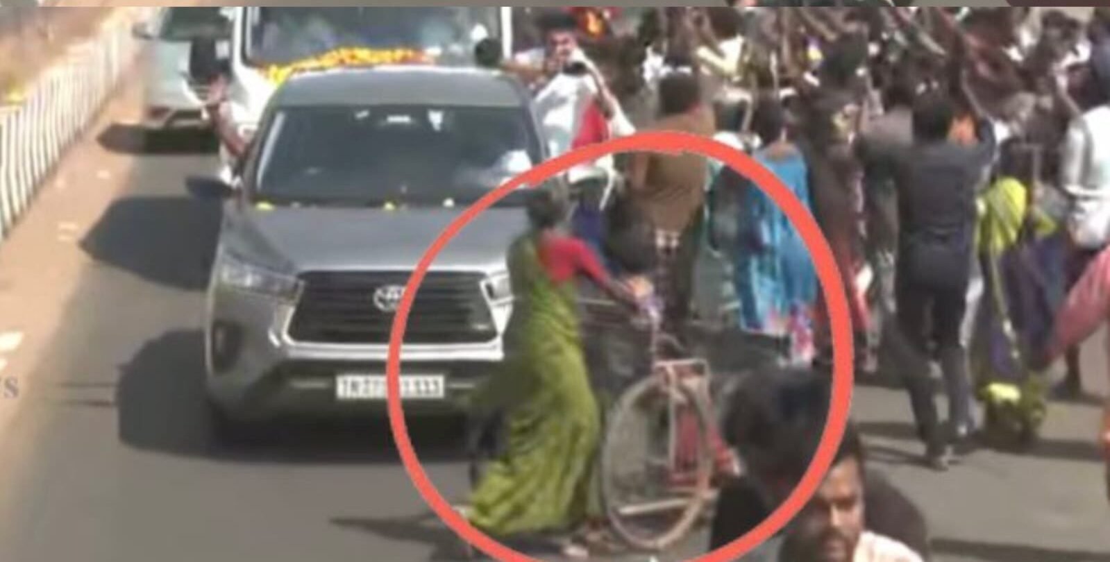 Vijay TVK Trichy road accident youth bike chase